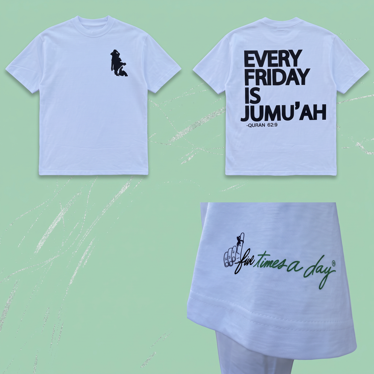 12 Wholesale Pieces 5 Times A Day "EVERY FRIDAY IS JUMU'AH " Premium Reminder T