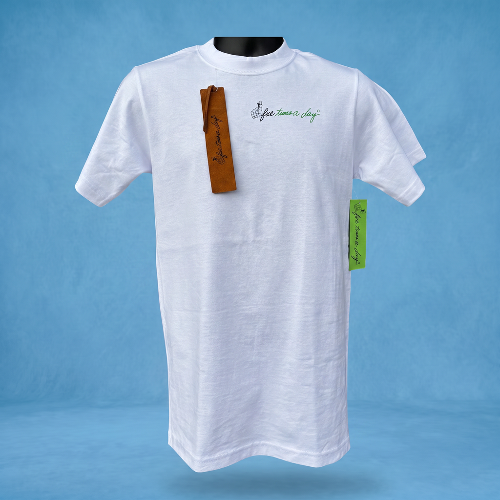 12 Wholesale 5 Times A Day Signature White T "The Reminder"